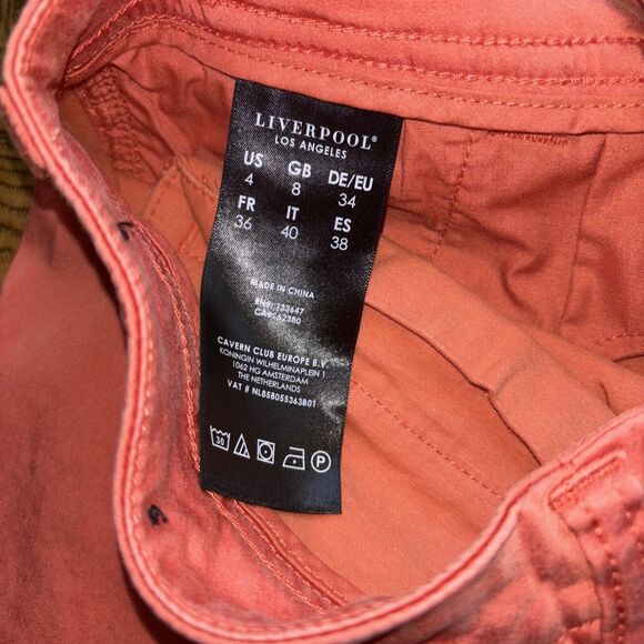 Liverpool Los Angeles Women Shorts Pumpkin Zip Pockets 4/27 Buttons Cotton Blen - Picture 9 of 11